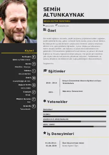 Beden Eğitimi Öğretmeni CV Örnekleri cv indir